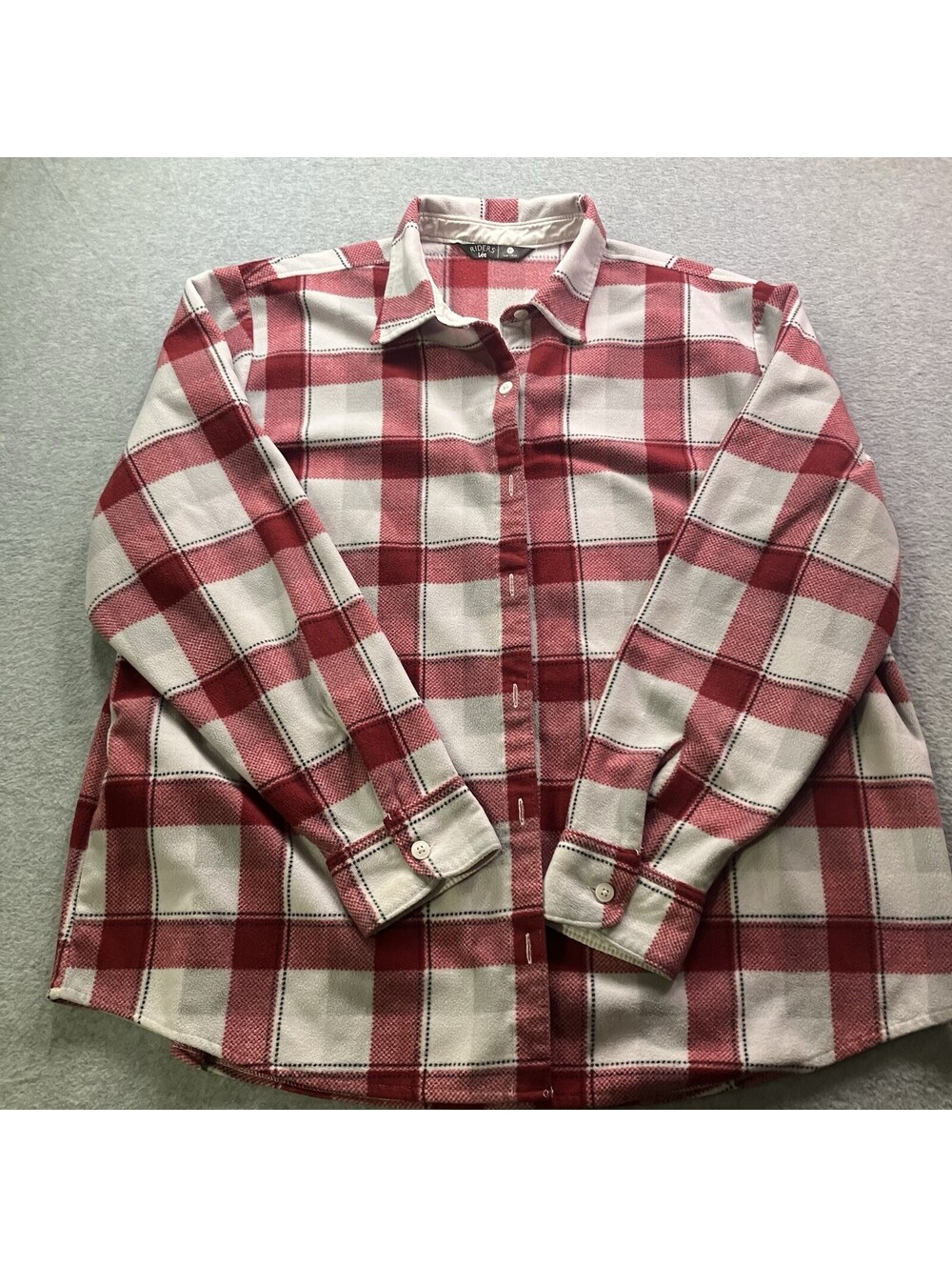 Riders By Lee Shirt Womens XL Red Plaid Flannel Button Front Long Sleeve Top
